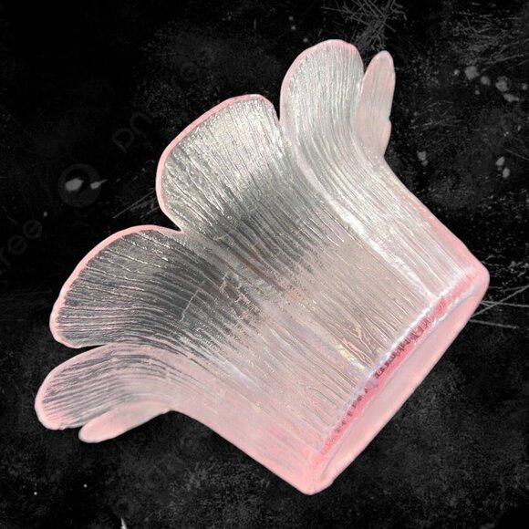 Viking Dalzell Pink Mid Century Glass Flower Petal Lotus Dessert Bowl Vintage - Picture 10 of 14